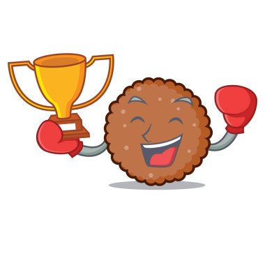 Boks şampiyonu çikolata bisküvi maskot çizgi film