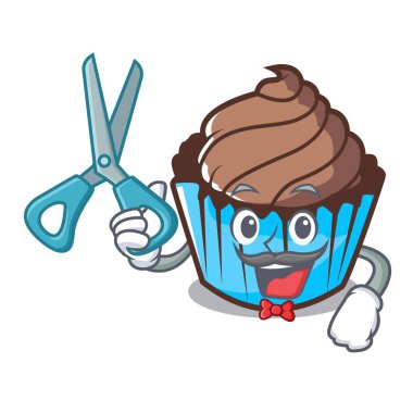 Kuaför çikolatalı kek karakter karikatür