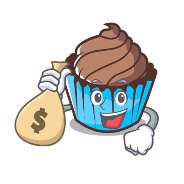 Para çantası çikolatalı kek karakter karikatür ile