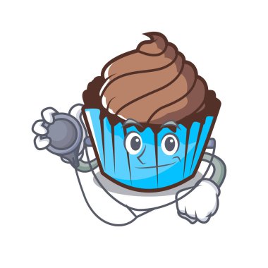 Doktor çikolatalı kek karakter karikatür