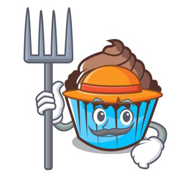 Çiftçi çikolatalı kek karakter karikatür