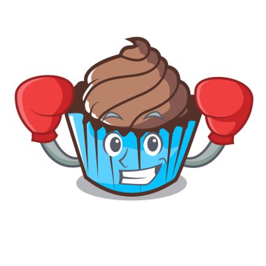 Çikolatalı kek karakter karikatür boks
