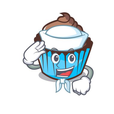 Denizci çikolatalı kek karakter karikatür