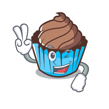 İki parmak çikolatalı kek karakter karikatür