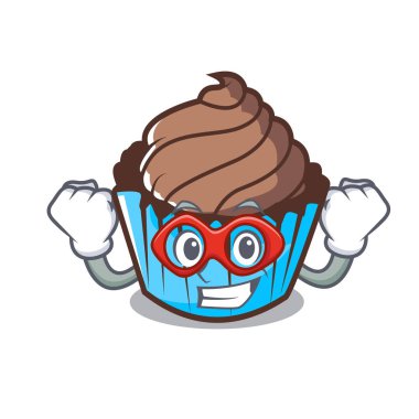 Süper kahraman çikolatalı kek karakter karikatür
