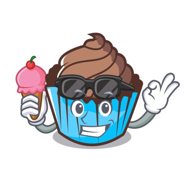 Dondurma çikolatalı kek karakter karikatür ile