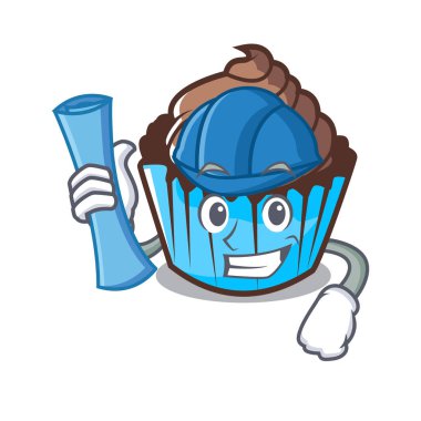 Mimar çikolatalı kek karakter karikatür