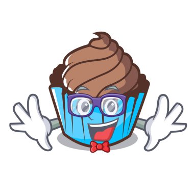 Geek çikolatalı kek karakter karikatür