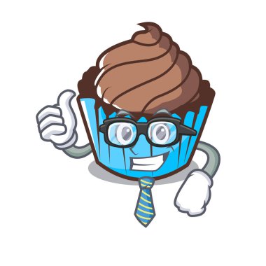 İşadamı çikolatalı kek karakter karikatür
