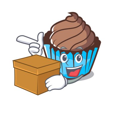 Kutu çikolatalı kek karakter karikatür ile