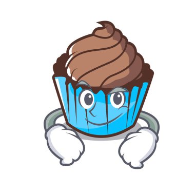 Smirking çikolatalı kek karakter karikatür vektör çizim