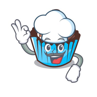 Şef çikolatalı kek karakter karikatür