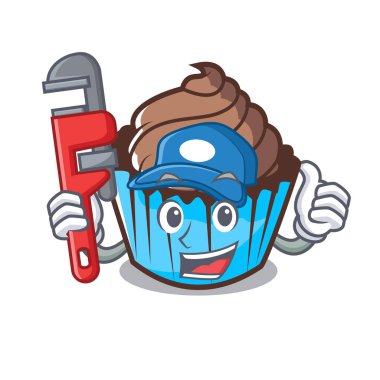 Tesisatçı çikolatalı kek maskot çizgi film