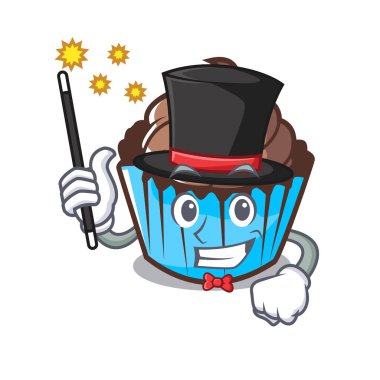 Sihirbaz çikolatalı kek maskot çizgi film