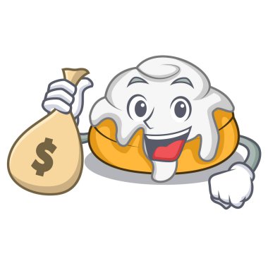 Para çantası tarçın ile karakter karikatür rulo