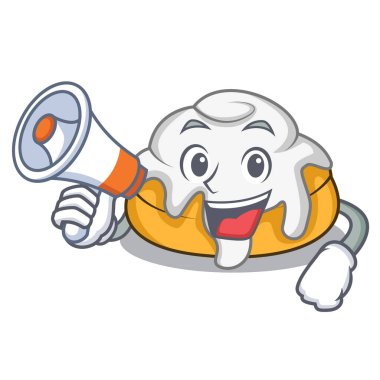 Megafon tarçın ile karakter karikatür rulo