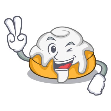 İki parmak tarçın rulo karakter karikatür