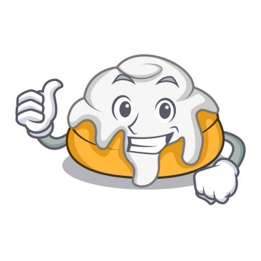 Karakter karikatür başparmak yukarıya tarçın rulo