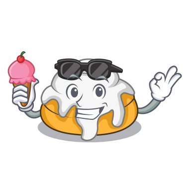 Dondurma ile tarçın rulo karakter karikatür