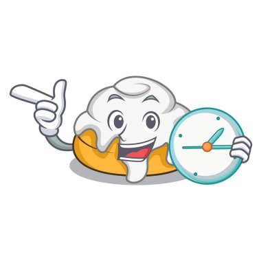 Saat tarçın ile karakter karikatür rulo