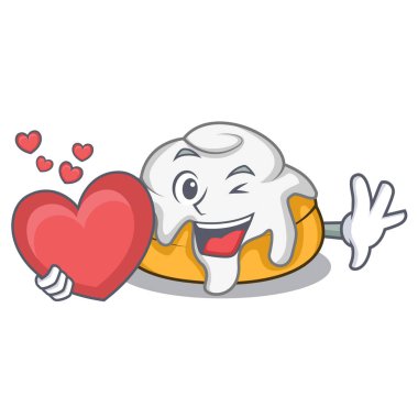 Kalp tarçın ile maskot çizgi film rulo