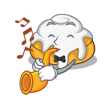 Trompet tarçın ile maskot çizgi film rulo