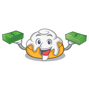 Para çantası tarçın ile maskot çizgi film rulo