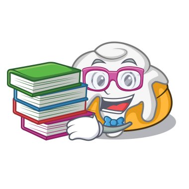 Öğrenci kitap tarçın ile rulo maskot çizgi film