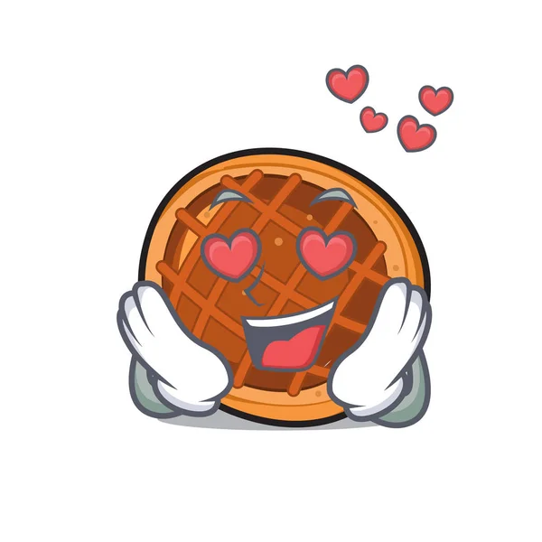 Dans l'amour de la mascotte de tarte au baket dessin animé — Image vectorielle