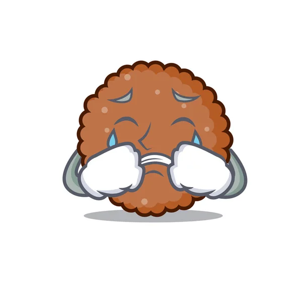 Crying chocolate galleta mascota de dibujos animados — Vector de stock
