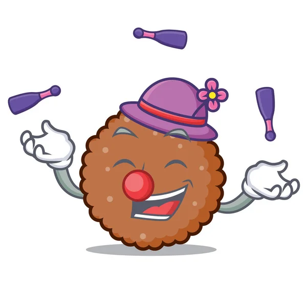 Juggling chocolate biscuit maskot kartun - Stok Vektor