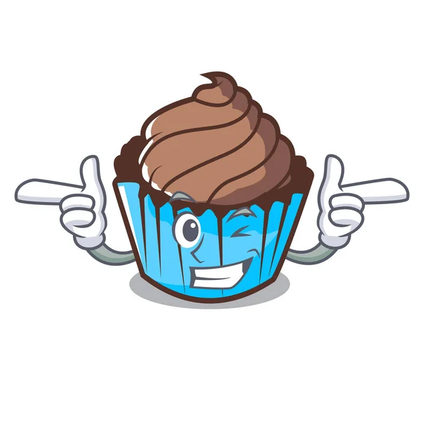 Wink chocolate cupcake personagem desenho animado — Vetor de Stock