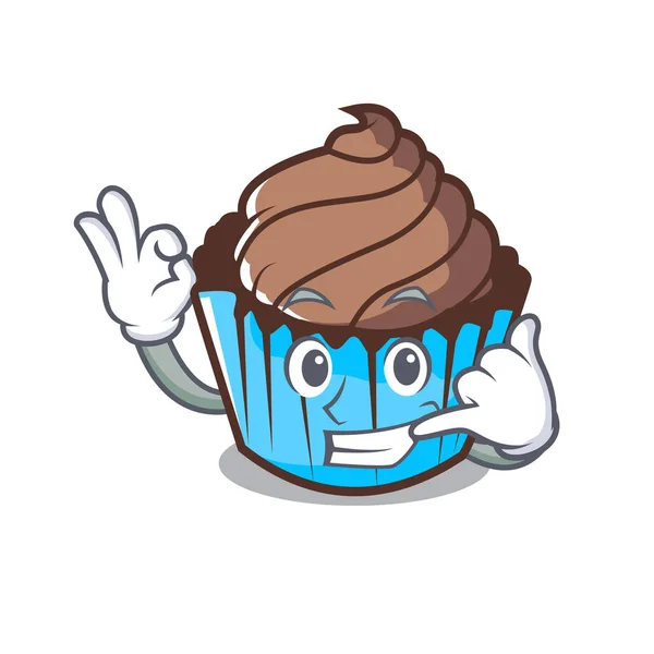 Chame-me chocolate cupcake mascote desenhos animados — Vetor de Stock