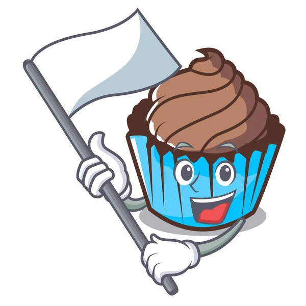 Bayrak çikolatalı kek maskot karikatür ile
