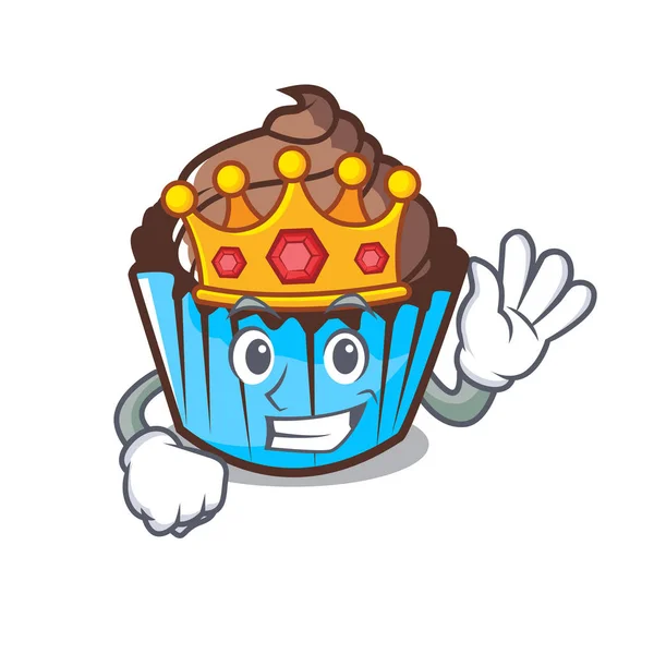 Mascotte de Roi cupcake chocolat dessin animé — Image vectorielle