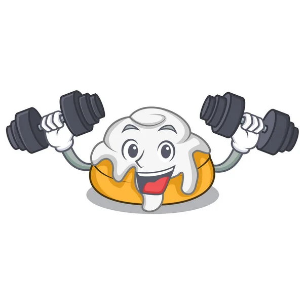 Fitness canela rollo personaje de dibujos animados — Vector de stock