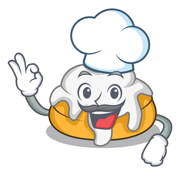 Chef cannella rotolo personaggio cartone animato — Vettoriale Stock