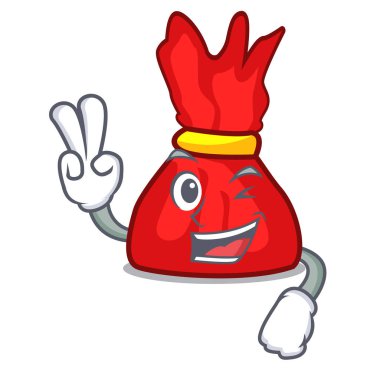 İki parmak sarmalayıcı şeker karakter karikatür