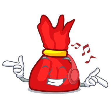 Dinleme müzik sarmalayıcı şeker maskot çizgi film