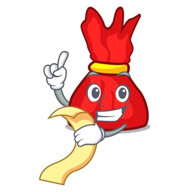 Menü sarmalayıcı şeker maskot karikatür ile