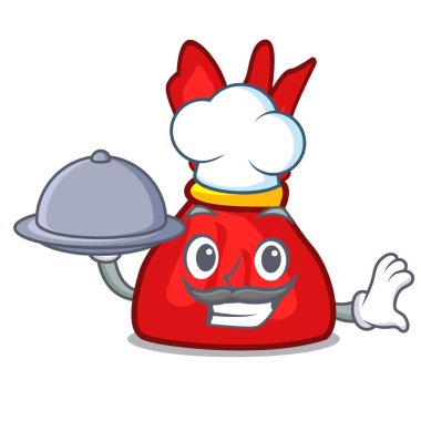 Şef gıda sarmalayıcı şeker maskot karikatür ile