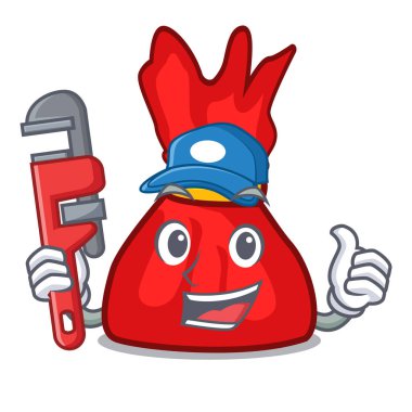 Tesisatçı sarmalayıcı şeker maskot çizgi film