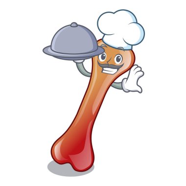 Şef yemek kemik jöleli şeker maskot karikatür ile