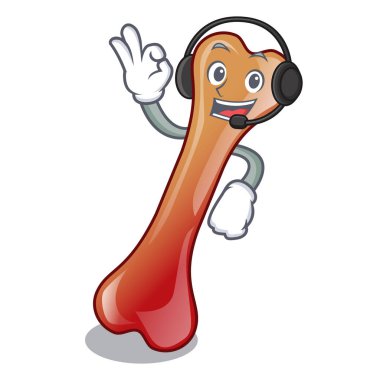 Kulaklık kemik jöleli şeker maskot karikatür ile