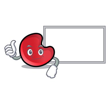 Başparmak yukarıya kurulu şeker ay karakter karikatür ile