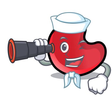 Denizci dürbün şeker ay maskot karikatür ile