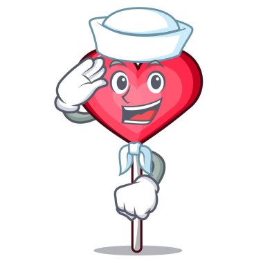 Denizci kalp lolipop karakter karikatür