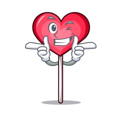 Wink kalp lolipop karakter karikatür