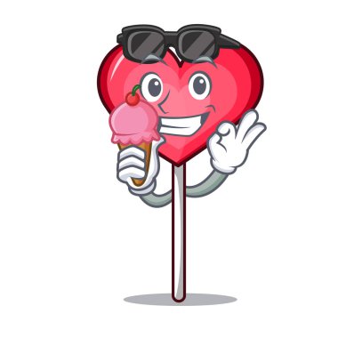 Dondurma kalp lolipop karakter karikatür ile