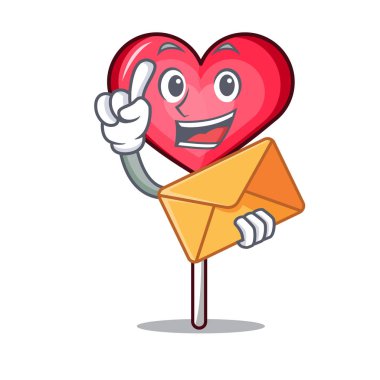 Zarf kalp lolipop karakter karikatür ile